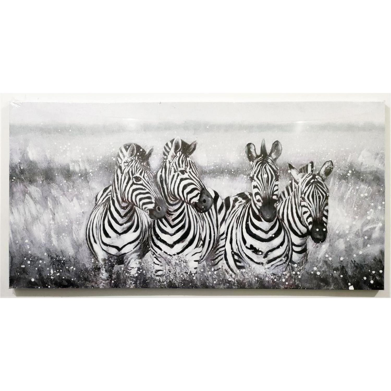 Factory Cuadros Cuadro Lienzo Pintura Original Cebras 140x70 Cm - Decoración Moderna
