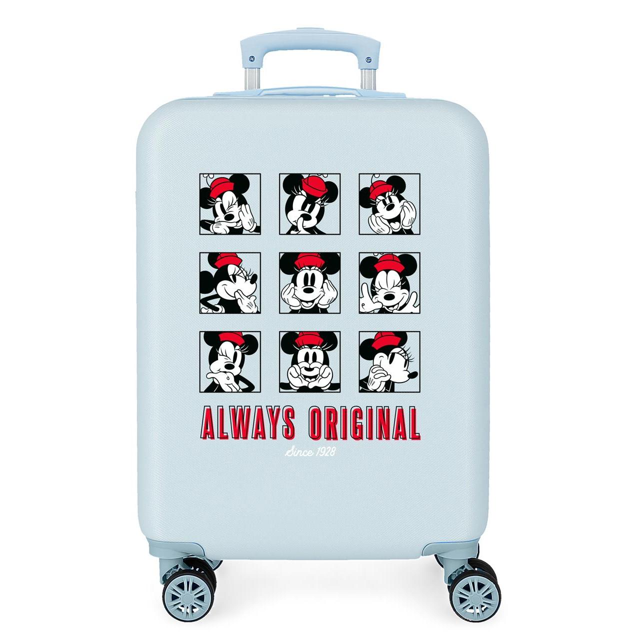 Maleta de cabina Disney Mickey & Minnie Good Vibes Only azul claro 55x38x20cm