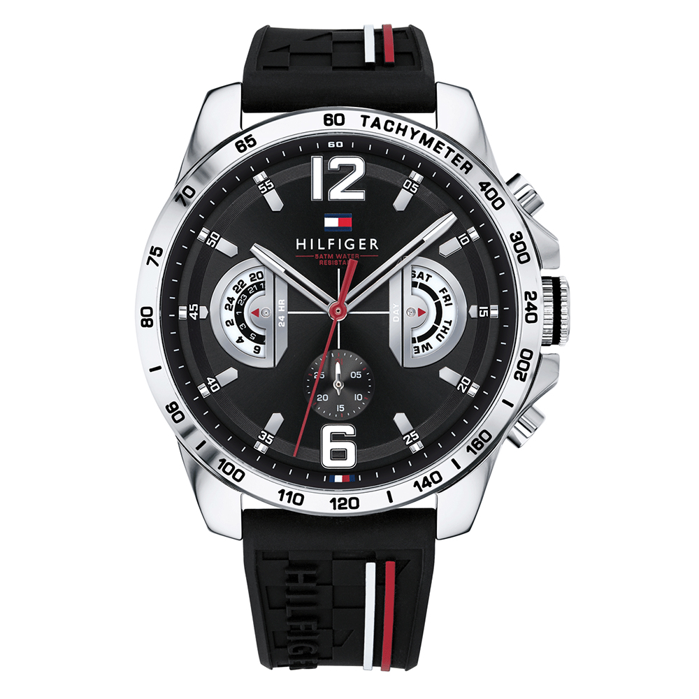 Reloj de Hombre Tommy Hilfiger 1791473, Esfera Negro de 46 MM + Caja de Regalo Elegante