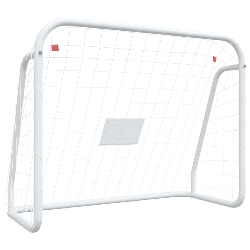 vidaXL Portería de Fútbol con Red Acero Blanco Patio Jardín Exterior Entreno Dimensiones 180 x 90 x 120 cm,  125 x 96 x 60 cm,  214 x 75 x 152 cm y mas