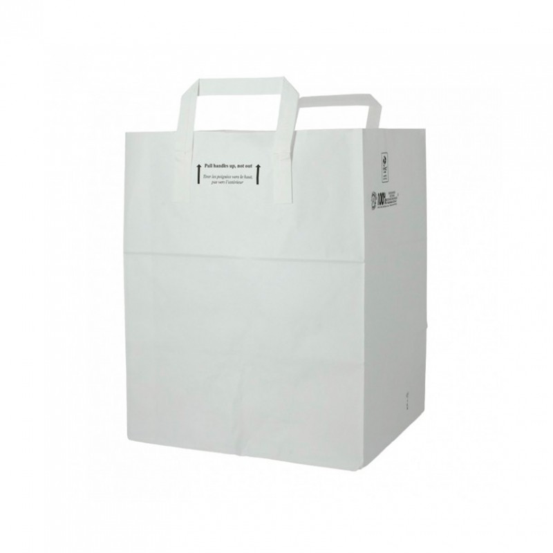 250 Uds. Bolsas de papel blanco con asas planas (26+20x32cm) | Ref: BP8BCO