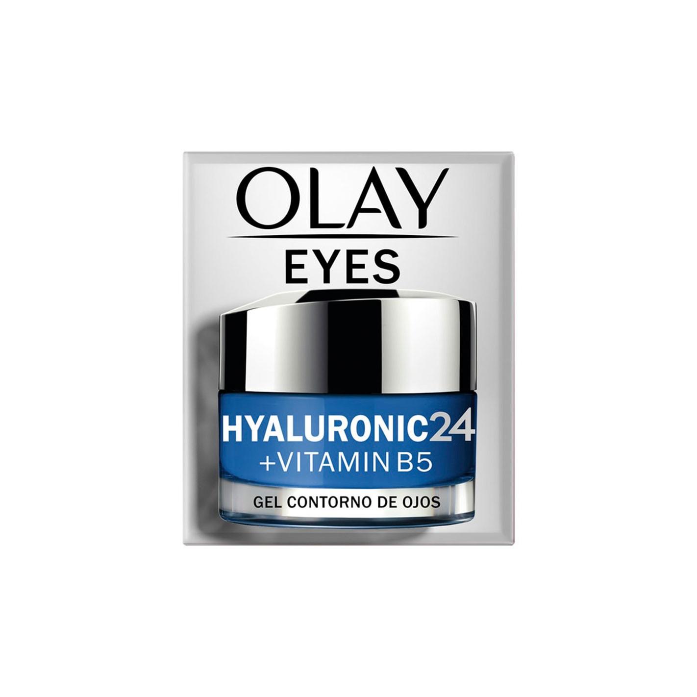 Olay - Crema hidratante contorno de ojos 24 h con ácido hialurónico y vitamina B5 para piel sensible