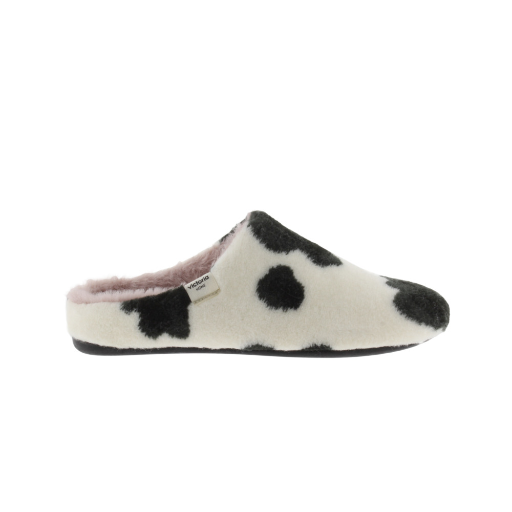 Victoria Norte Zapatillas de casa abiertas de pelo con estampado de vaca 1081127