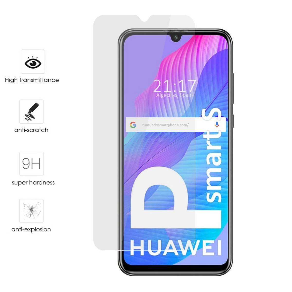 Tumundosmartphone Protector Cristal Templado para Huawei P Smart S / Y8p Vidrio