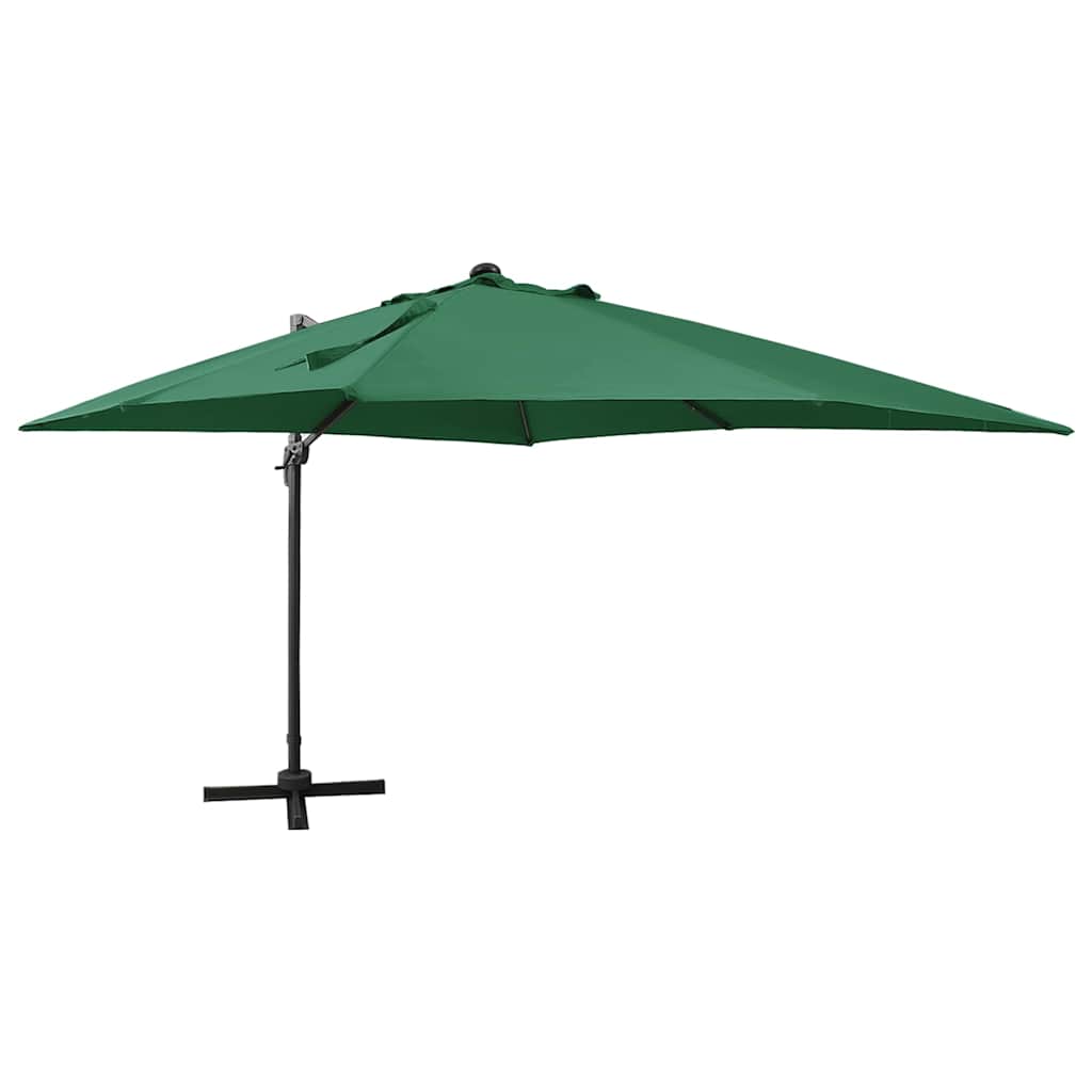 vidaXL Sombrilla de jardín voladiza con palo y luces LED taupe 300 cm en color Taupé/Verde/Terracota y más