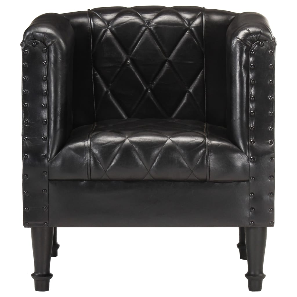 vidaXL Sillón de cuero de cabra auténtico Marrón, Negro, Gris Sillon Dormitorio Sillon Comodos Silla Relax Sillón Sofá