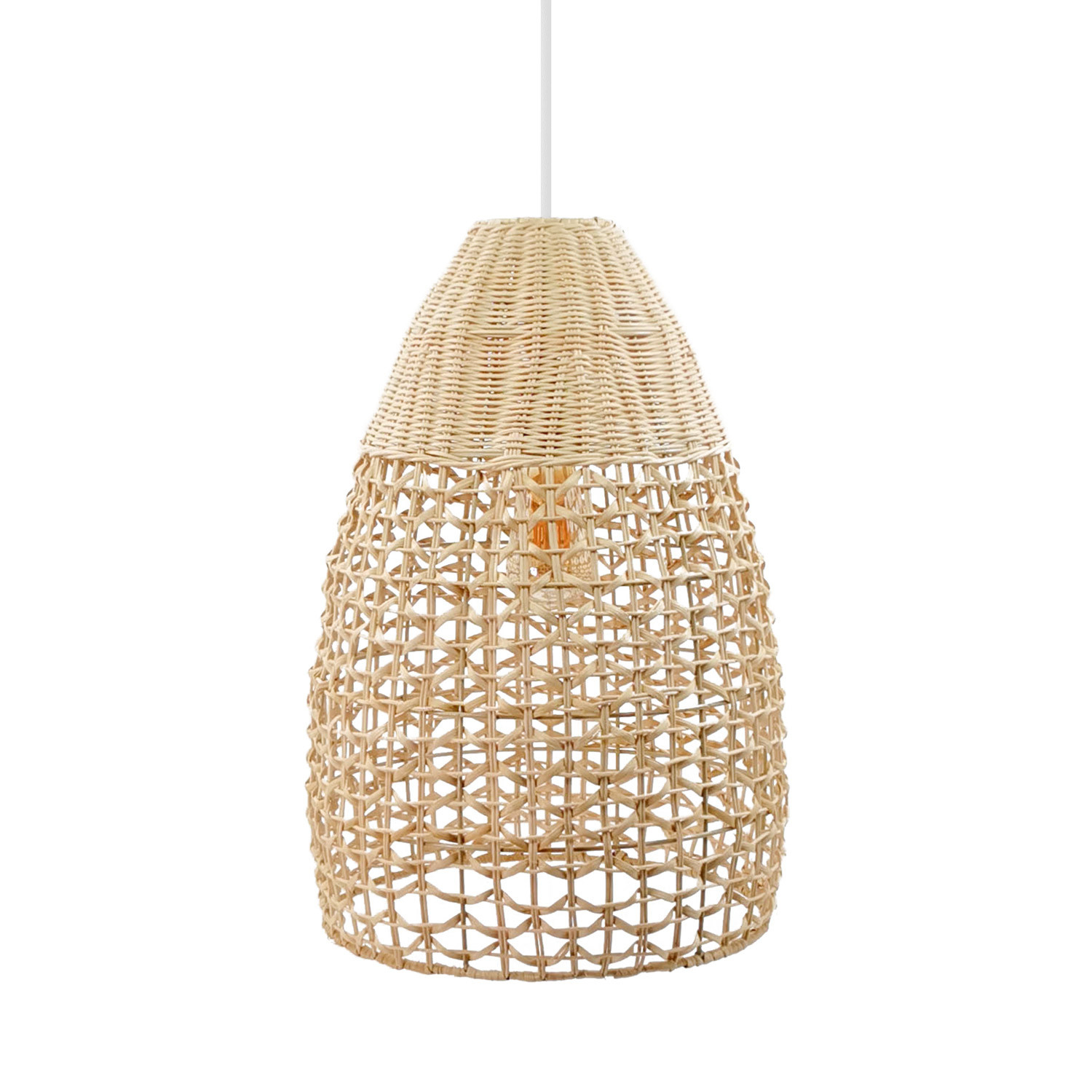 Ledkia Lámpara Colgante Ratán Jinan ILUZZIA - Diseño Boho-Chic y Acabados Naturales