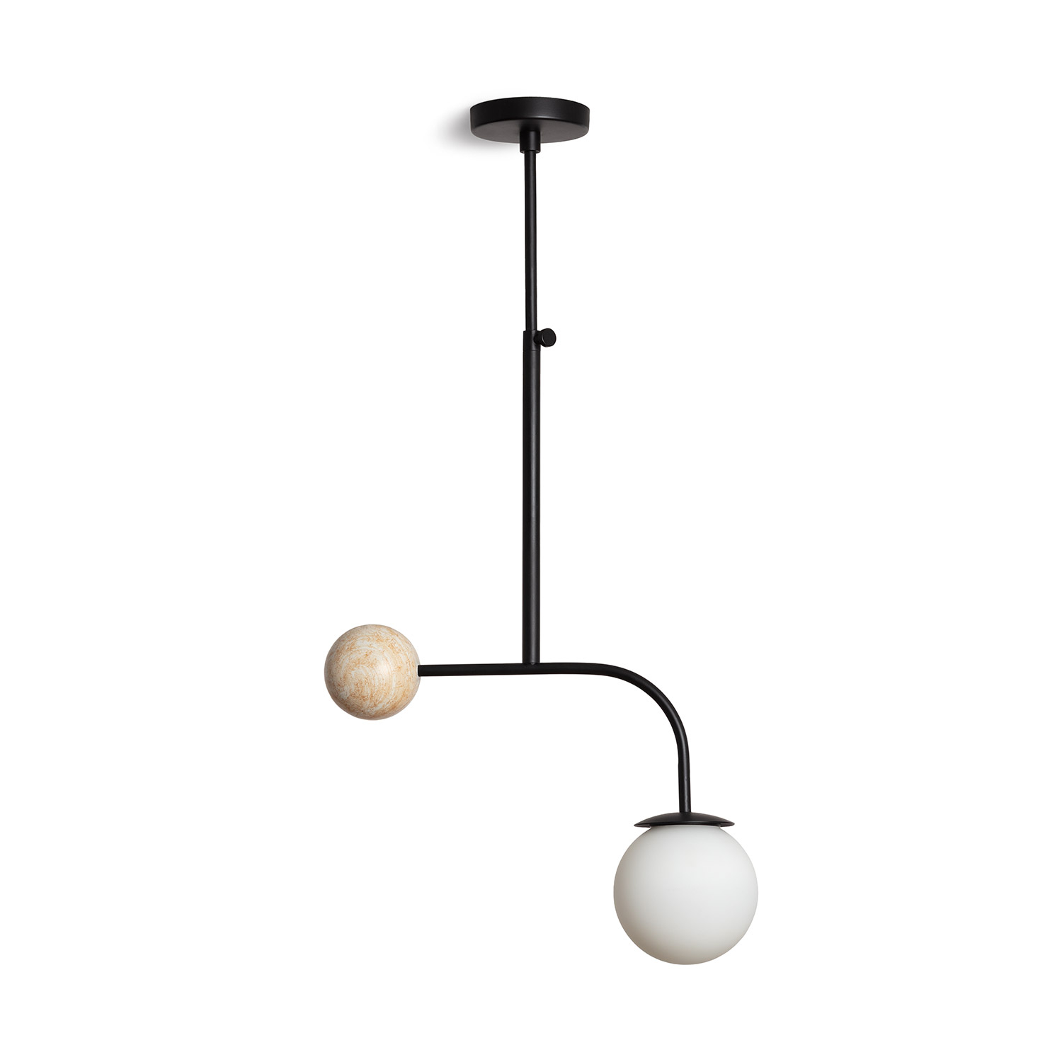 Ledkia Lámpara de Techo Metal y Traventino Bradwall Negro