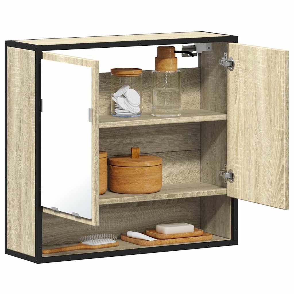 vidaXL Armario con espejo de baño madera 65x20x60 cm en color Gris sonoma/Roble Sonoma/Negro y más | almacenamiento funcional diseño moderno para baño dormitorio sala