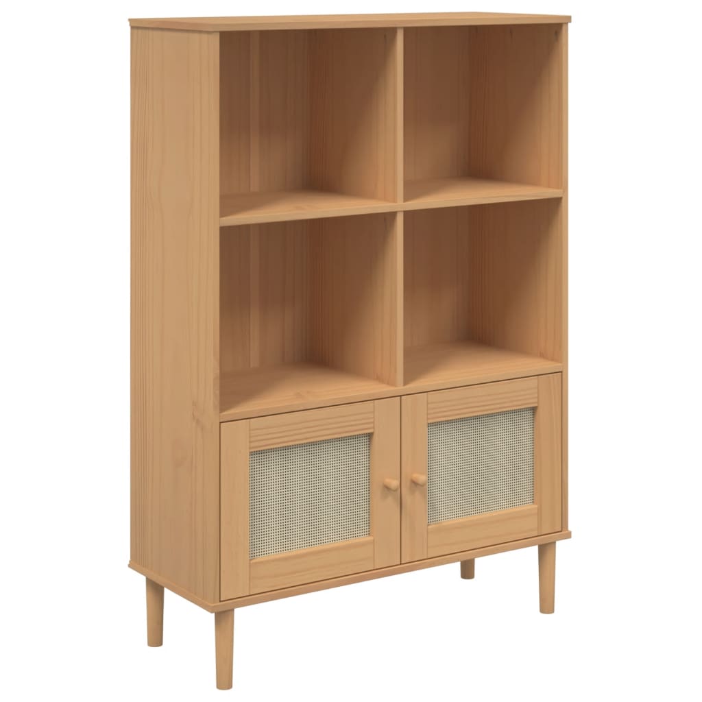 Vidaxl Estantería SENJA Aspecto Ratán Madera Pino 90x35x130 Cm Marrón