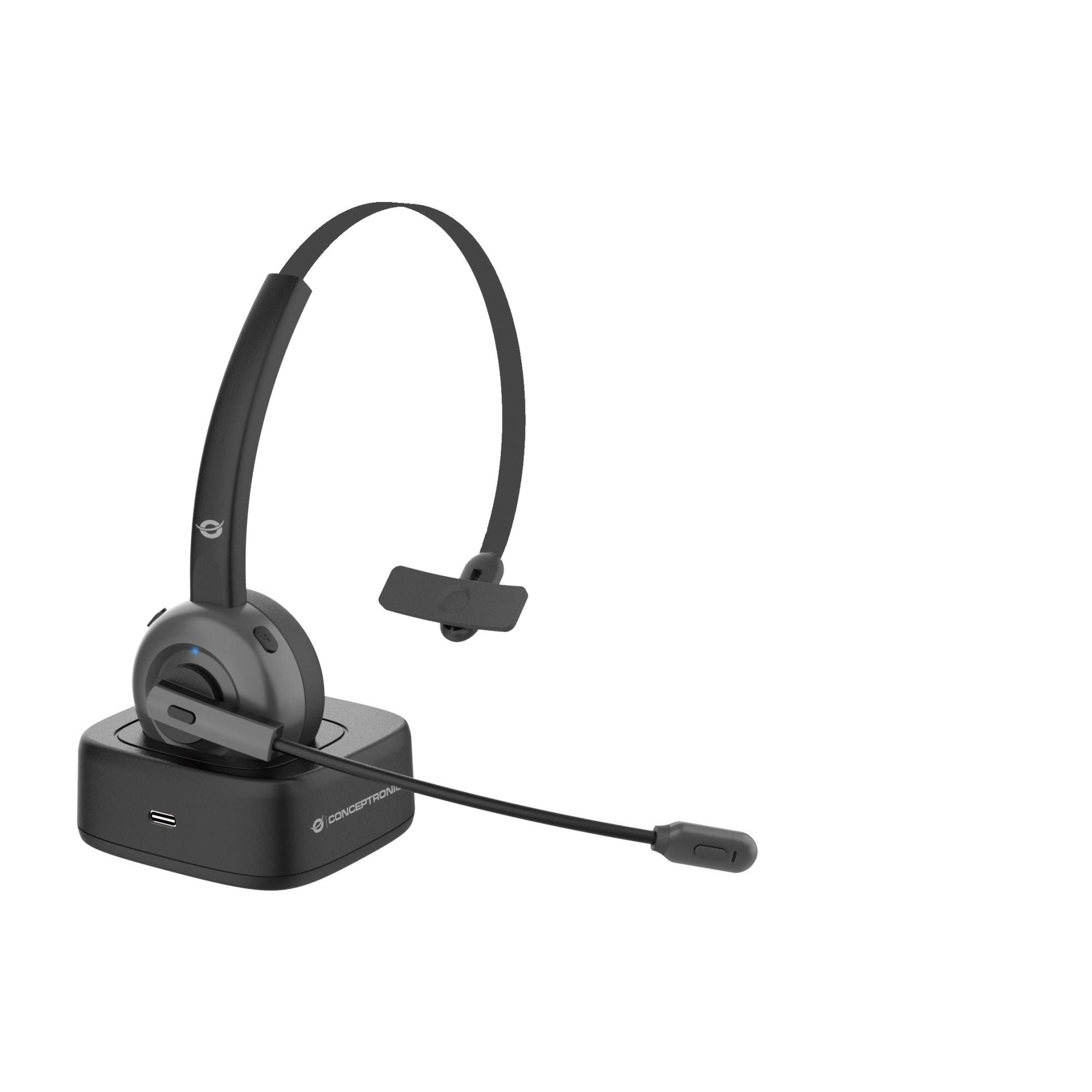 Conceptronic - POLONA03BDA auricular y casco Auriculares Inalámbrico Diadema Oficina/Centro de llamadas Bluetooth Base de carga  POLONA03BDA