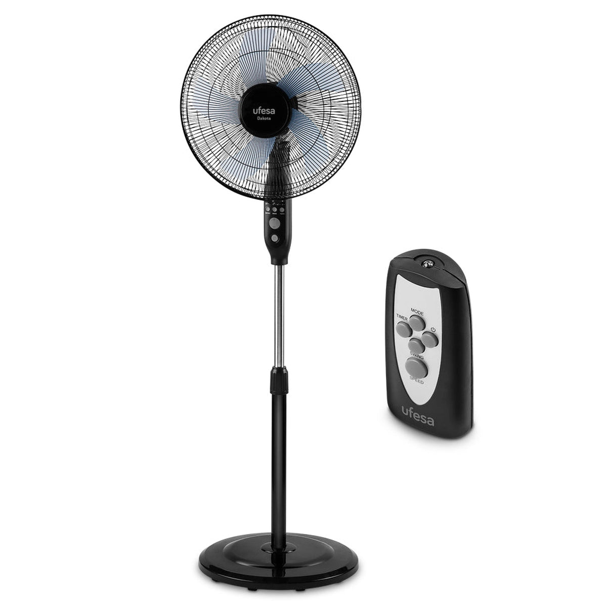 Ufesa - Ventilador de pie Dakota con motor de 50 W, diámetro de 40 cm y diseño ULTRAFRESH 5 de 5 hélices para flujo de aire constante y homogéneo en salón o dormitorio