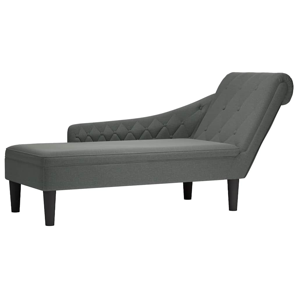 vidaXL Tumbona con almohada y reposabrazo derecho tela gris oscuro