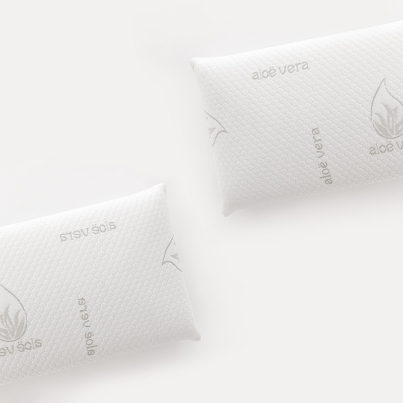 Dream&co - Juego de 2 Almohadas Viscoelásticas Premium con Aloe Vera, Ergonómicas, de Firmeza Media, Transpirables y con Funda Lavable
