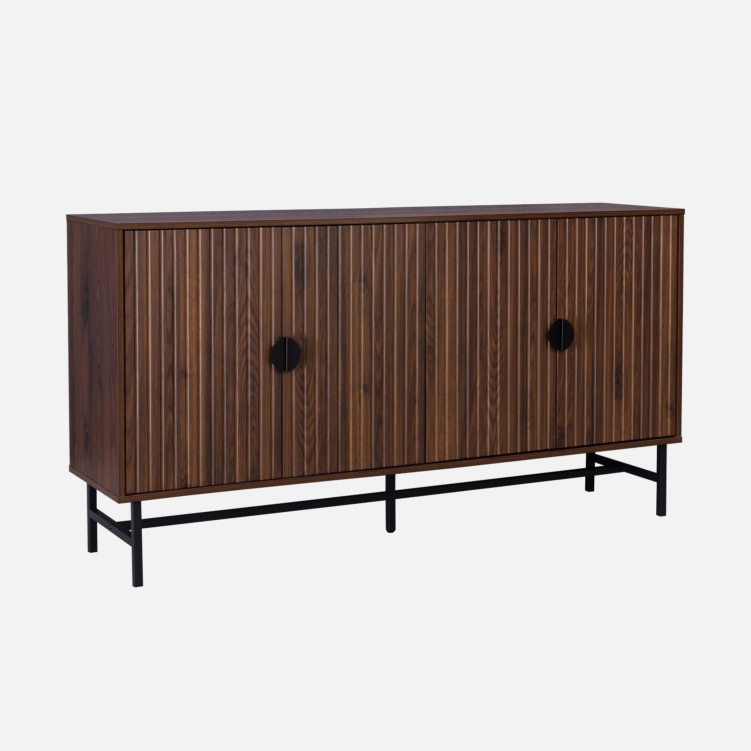 sweeek - Aparador con efecto madera de 4 puertas, 157.5cm , Bazalt , 157x39x83