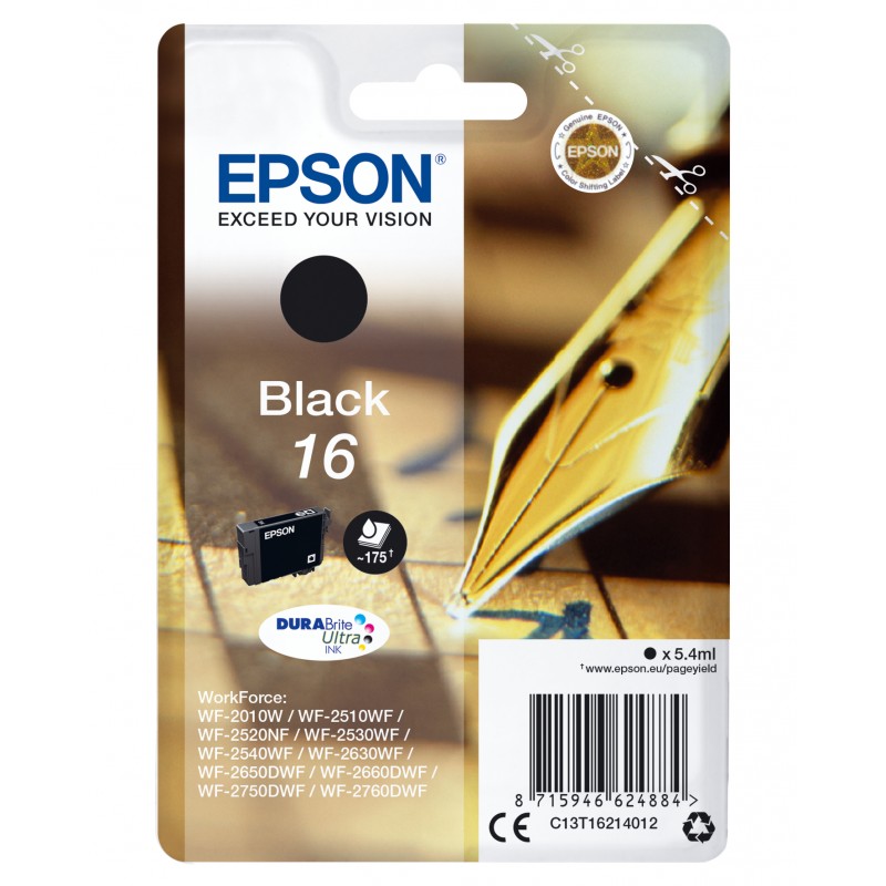 Epson - Pen and crossword Singlepack Black 16 DURABrite Ultra Ink - C13T16214022 C13T16214022