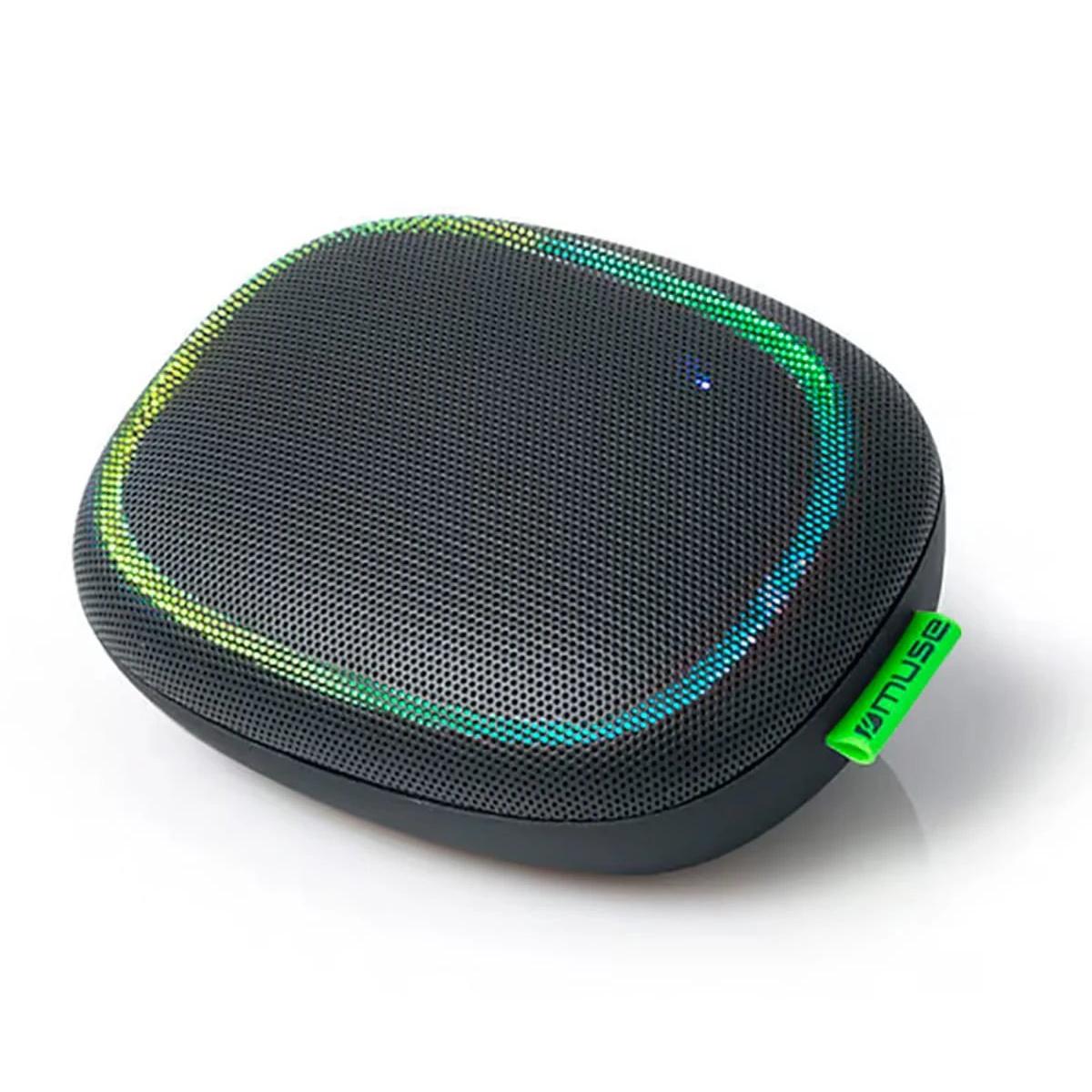 Muse - Altavoz portátil HiFi M-330 DJ con Bluetooth, conexión auxiliar y USB, 5 W, batería de 1000 mAh para 5 h de autonomía, resistente al agua, formato compacto 9,5 x 7,5 x 4,9 cm y peso ligero de 300 g