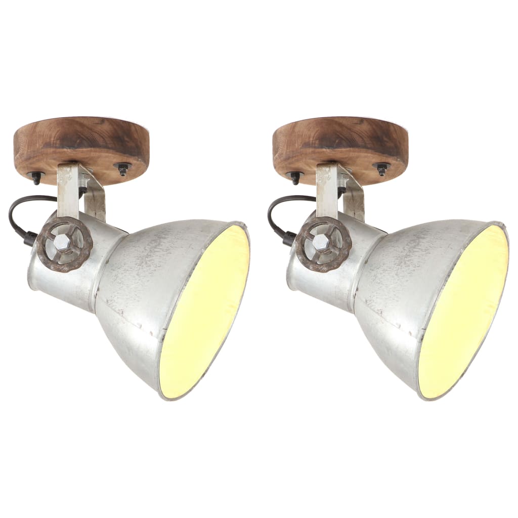 vidaXL 2x Lámparas de Pared/Techo Industrial Plateada 20x25 cm E27 Accesorio Color Plateado,  Blanco, y mas