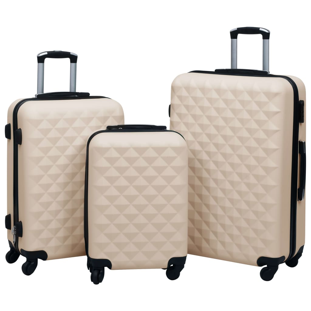 vidaXL Juego de Maletas Rígidas 3 Piezas ABS Rosa Trolley Equipaje de Viaje Color Rosa,  Dorado,  Marrón y mas