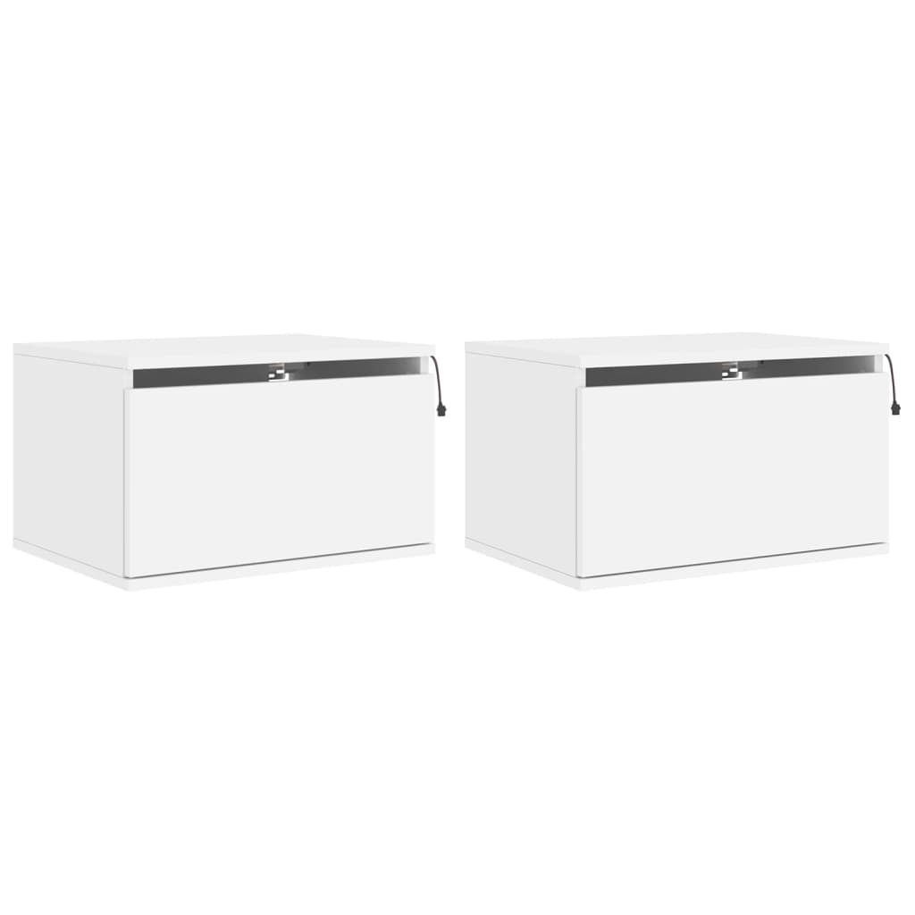 Vidaxl Mesitas de Noche de Pared con Luces LED 2 Unidades Blanco Negro Roble Sonoma y Más