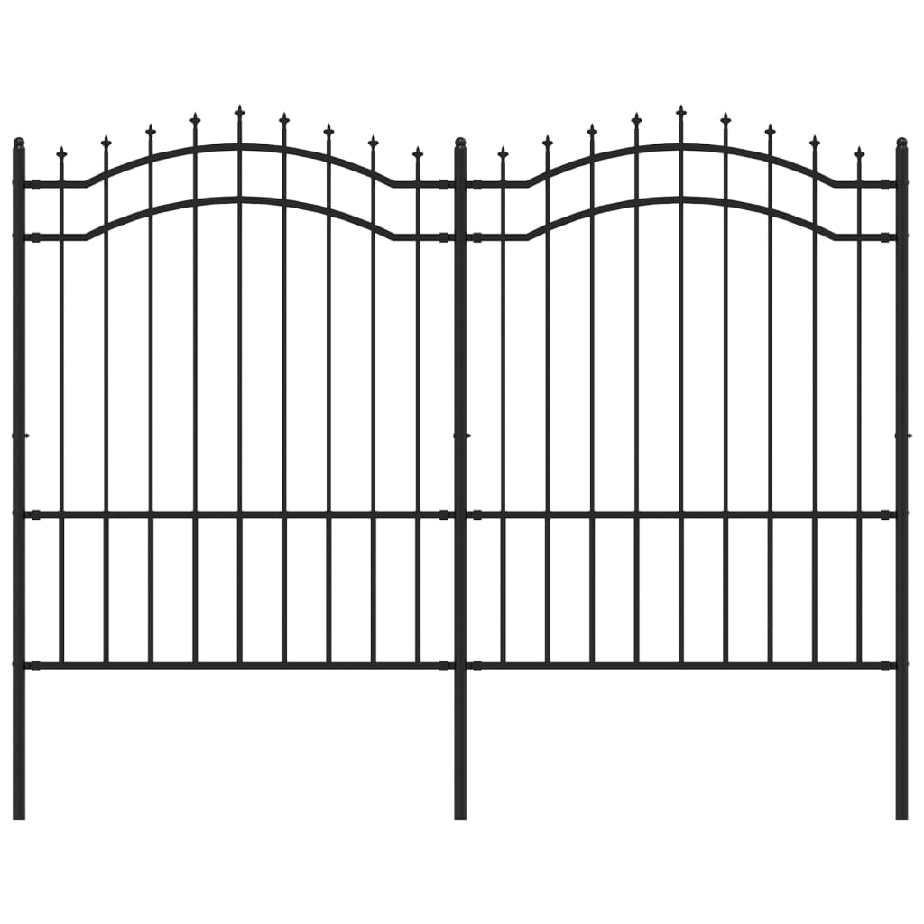 vidaXL Valla de jardín con punta de lanza negra, 239 x 150 cm, acero con recubrimiento en polvo