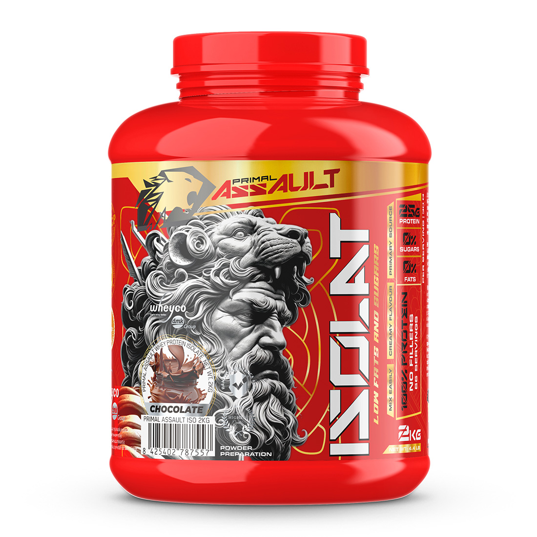 ISOLAT de PRIMAL ASSAULT es el aislado de proteina de suero más avanzado del mercado para garantizar el máximo desarrollo de masa muscular sin grasa ni azúcares: la más alta calidad. Sin trucos ni ingredientes ocultos
