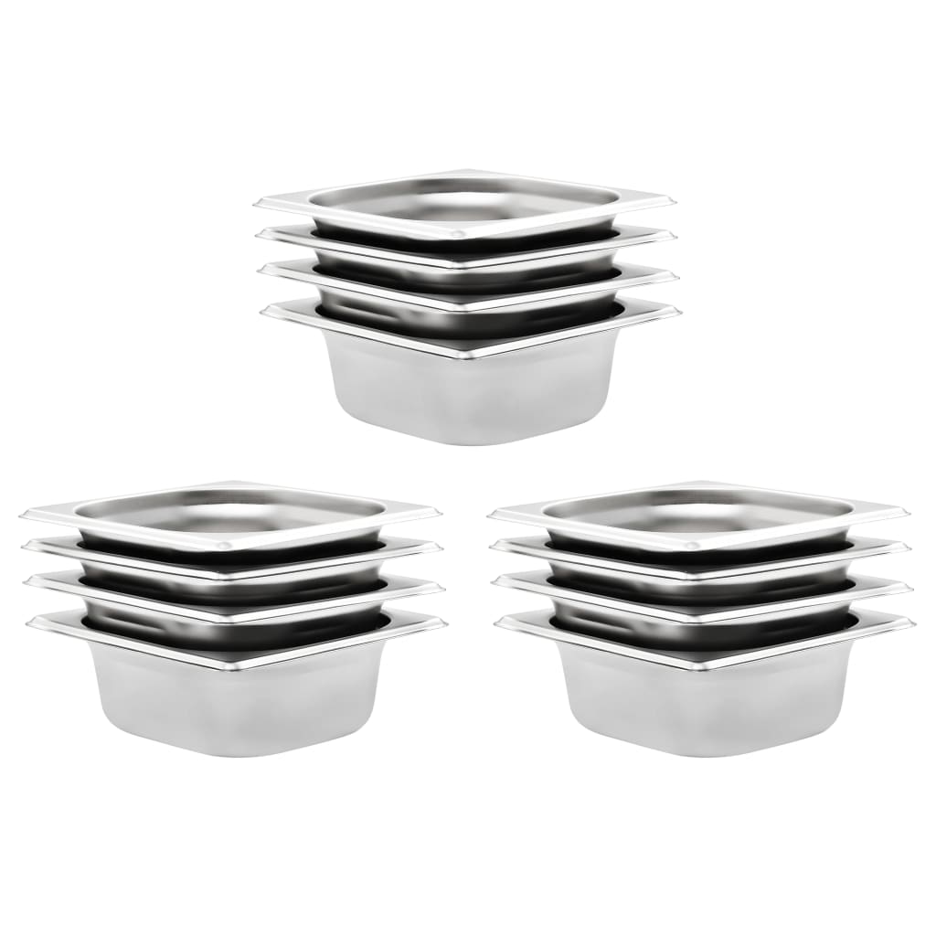 vidaXL Bandejas Gastronorm Acero Inoxidable Utensilios Accesorios Cocina Dimensiones 176 x 162 x 65 mm (12 unidades), 176 x 162 x 150 mm (8 unidades), 176 x 162 x 200 mm (8 unidades)