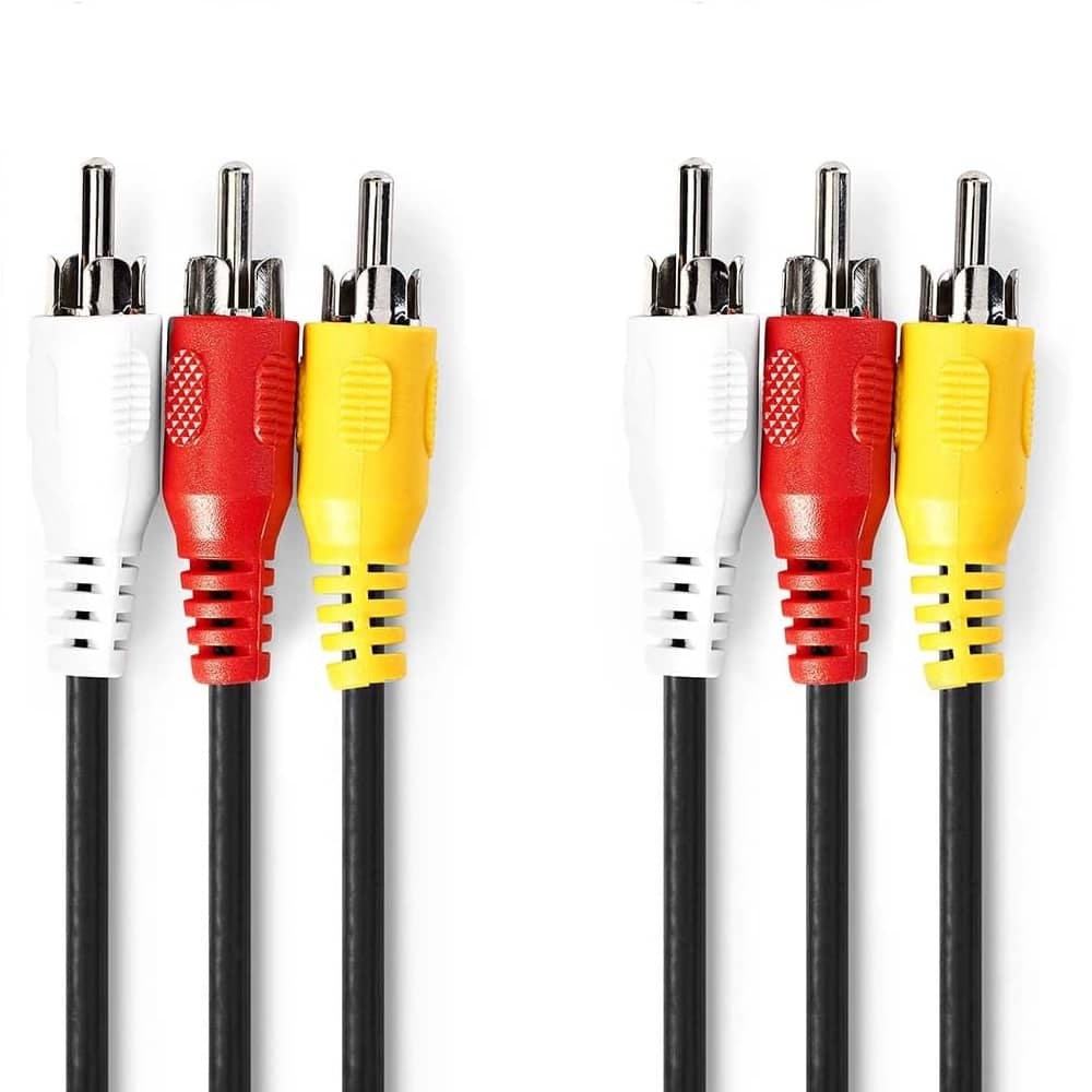 CABLEPELADO Cable 3 RCA Macho - 1 Conector de Video Compuesto y 2 de Audio Estéreo - Premium Audio y Vídeo - 3 Metros