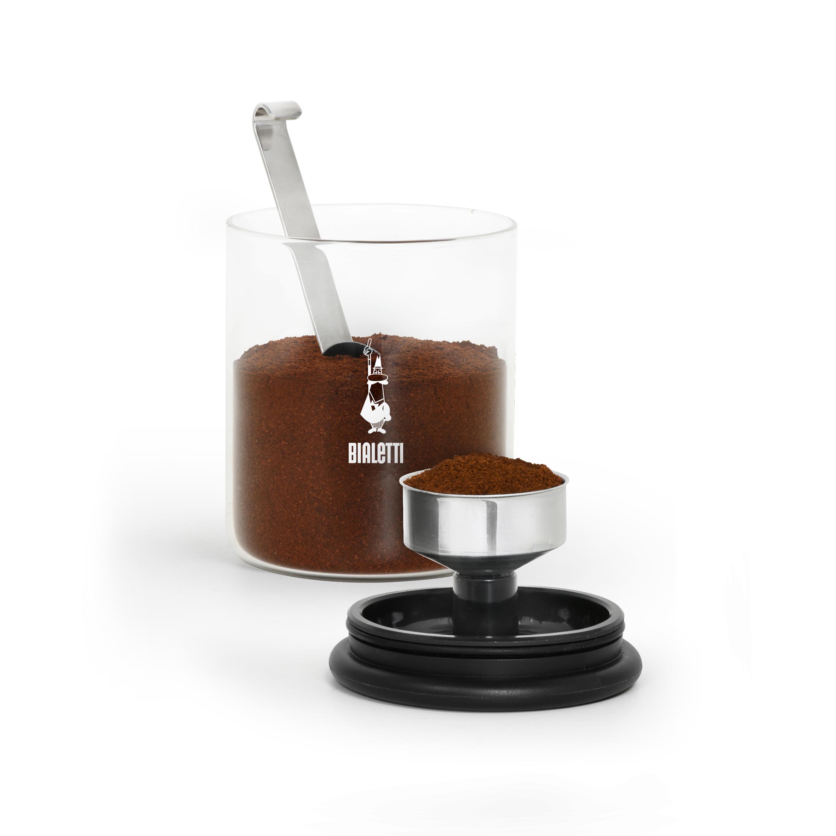 Bialetti Café de Molido Vaso 250g (con Tapón) Vaso  Vaso de Alta Calidad - Tarro Hermético ideal para preservar el aroma natural del café