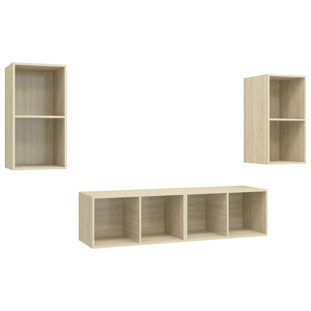 vidaXL Muebles de salón de pared 4 piezas madera de ingeniería, Mueble de Salon, Mueble TV, Mueble TV salon, Mesa de TV, Mueble tele