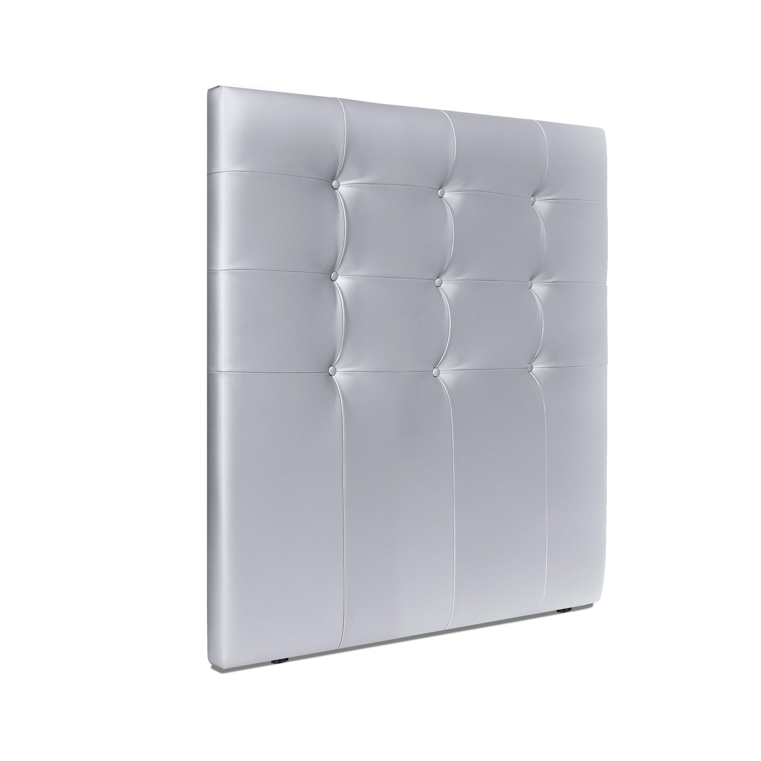 DHOME Cabecero Capitoné hasta el Suelo Cabezal 8cm tapizado ACUALINE Tela y Polipiel para Cama Dormitorio (Plata Polipiel)
