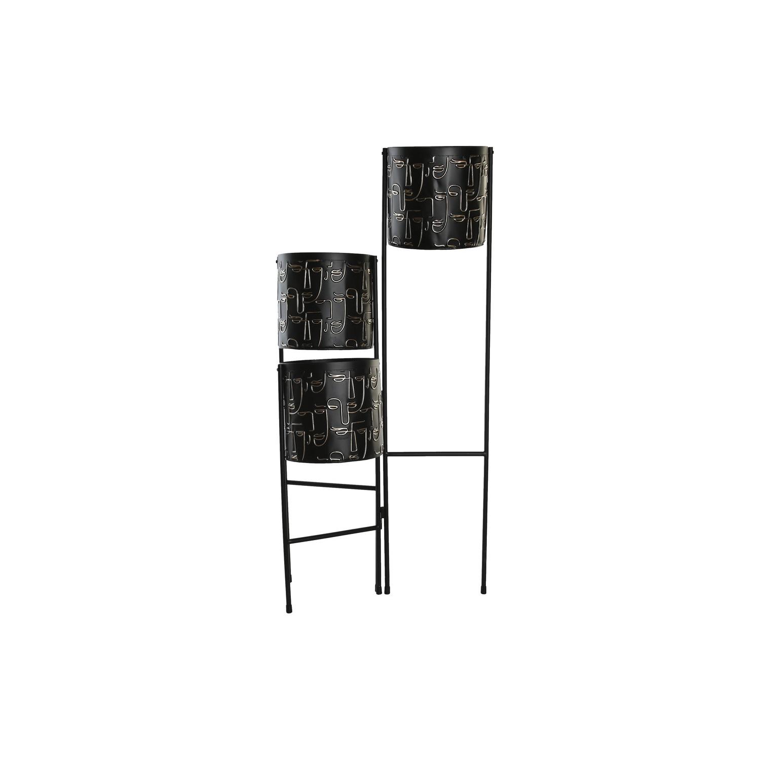 MACETERO METAL 22X22X93 CARAS NEGRO FIJALO MC206539