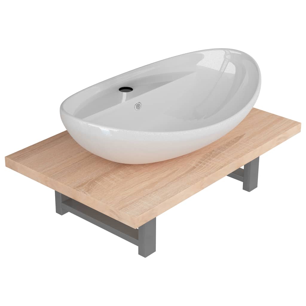 vidaXL Conjunto de muebles de baño 2 piezas cerámica roble