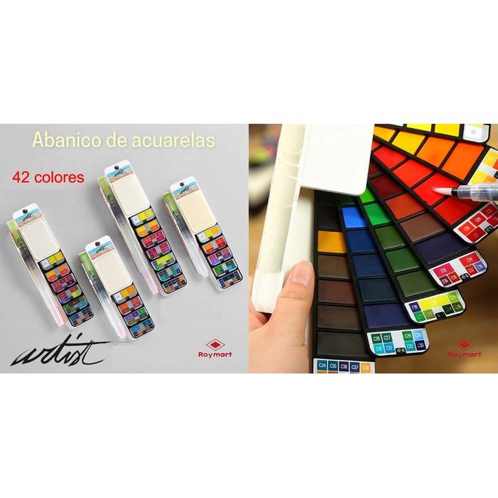 ROYMART CAJA 42 ACUARELAS PROFESSIONAL WATER COLOR FORMA ABANICO MANUALIDADES