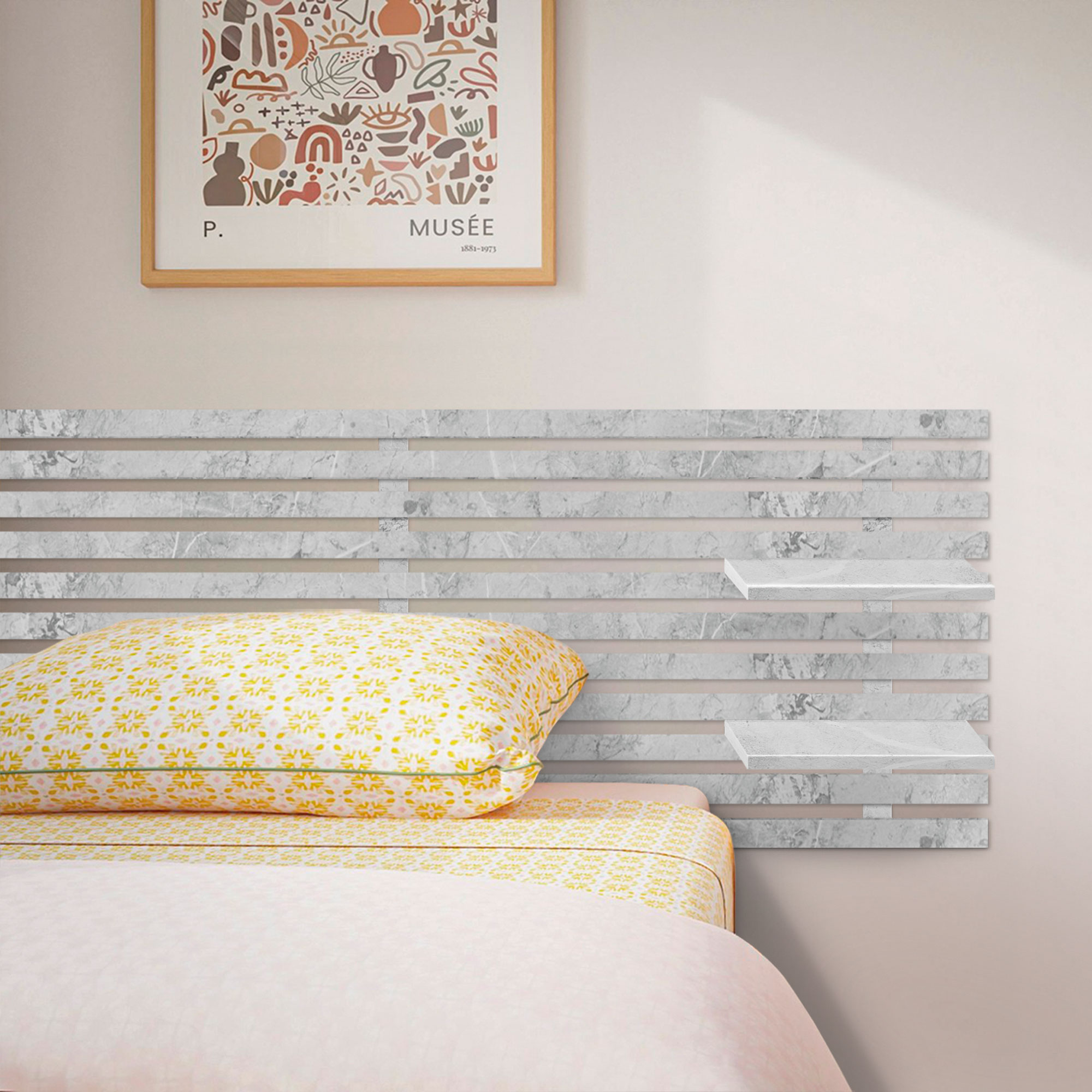 Cabecero con Estantes de Madera reciclada DM Colgante Pared Estilo Palet Japones