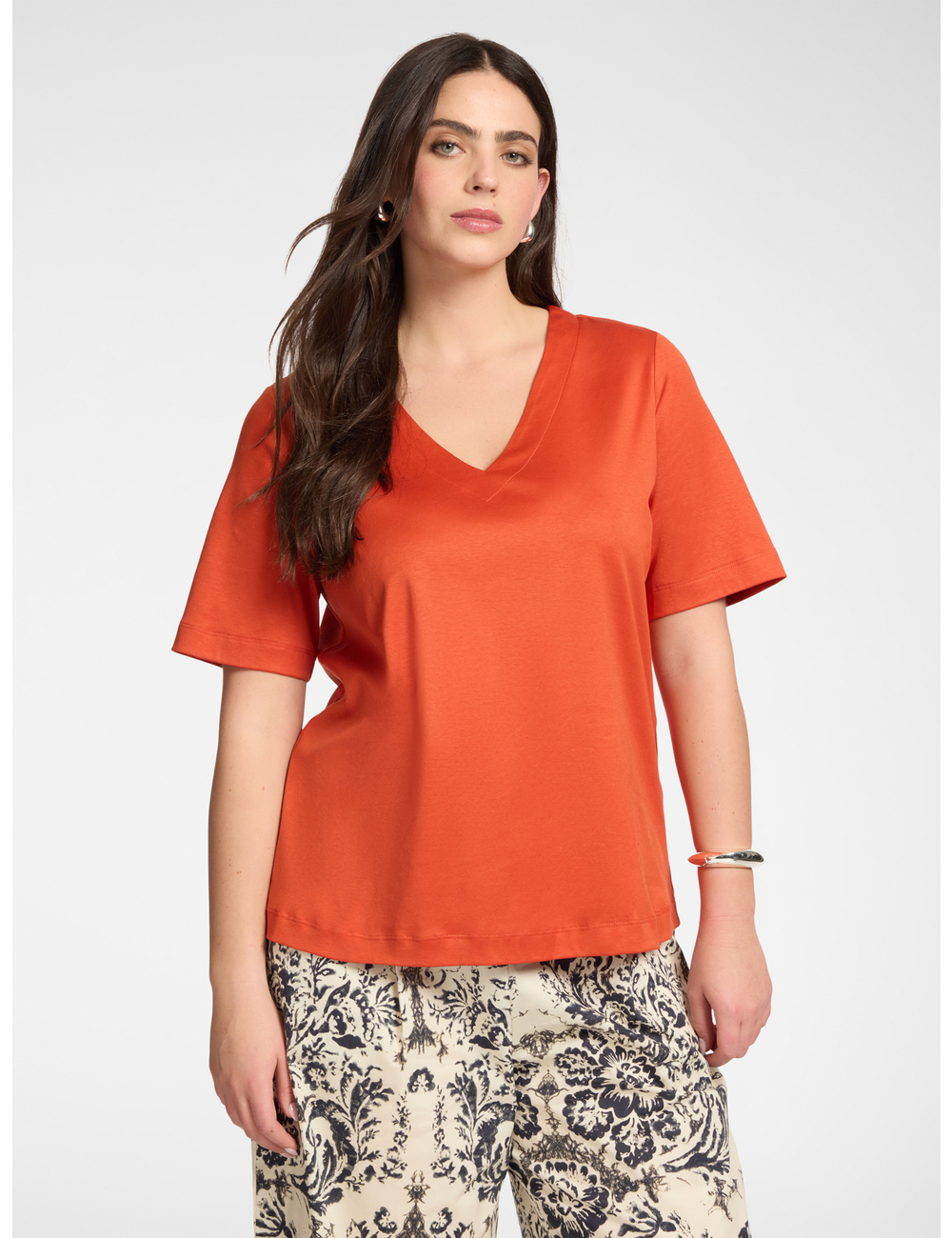 Elena Mirò - Camiseta de algodón con cuello en V