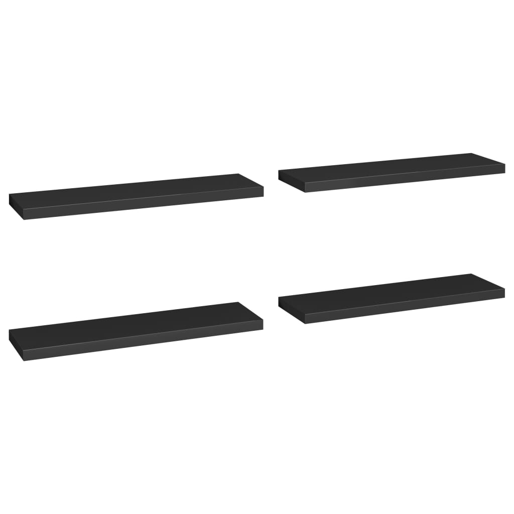 vidaXL Estantes flotantes pared 4 uds MDF 90x23,5x3,8 cm Blanco brillante, negro brillante, gris brillante Mueble Almacenaje Estantería para Oficina, Estudio, Dormitorio Estantería/Librería/ mueble de Almacenamiento