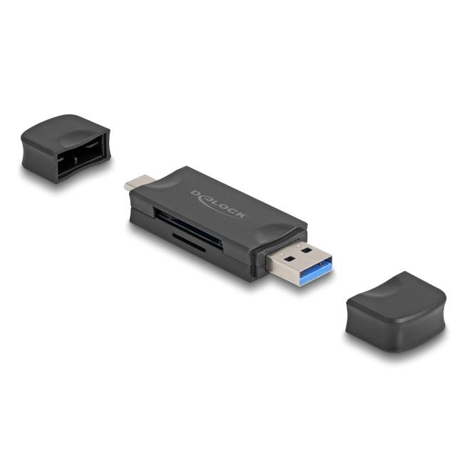 DeLOCK 91020 lector de tarjeta USB 3.2 Gen 1 (3.1 Gen 1) Type-A/Type-C Negro