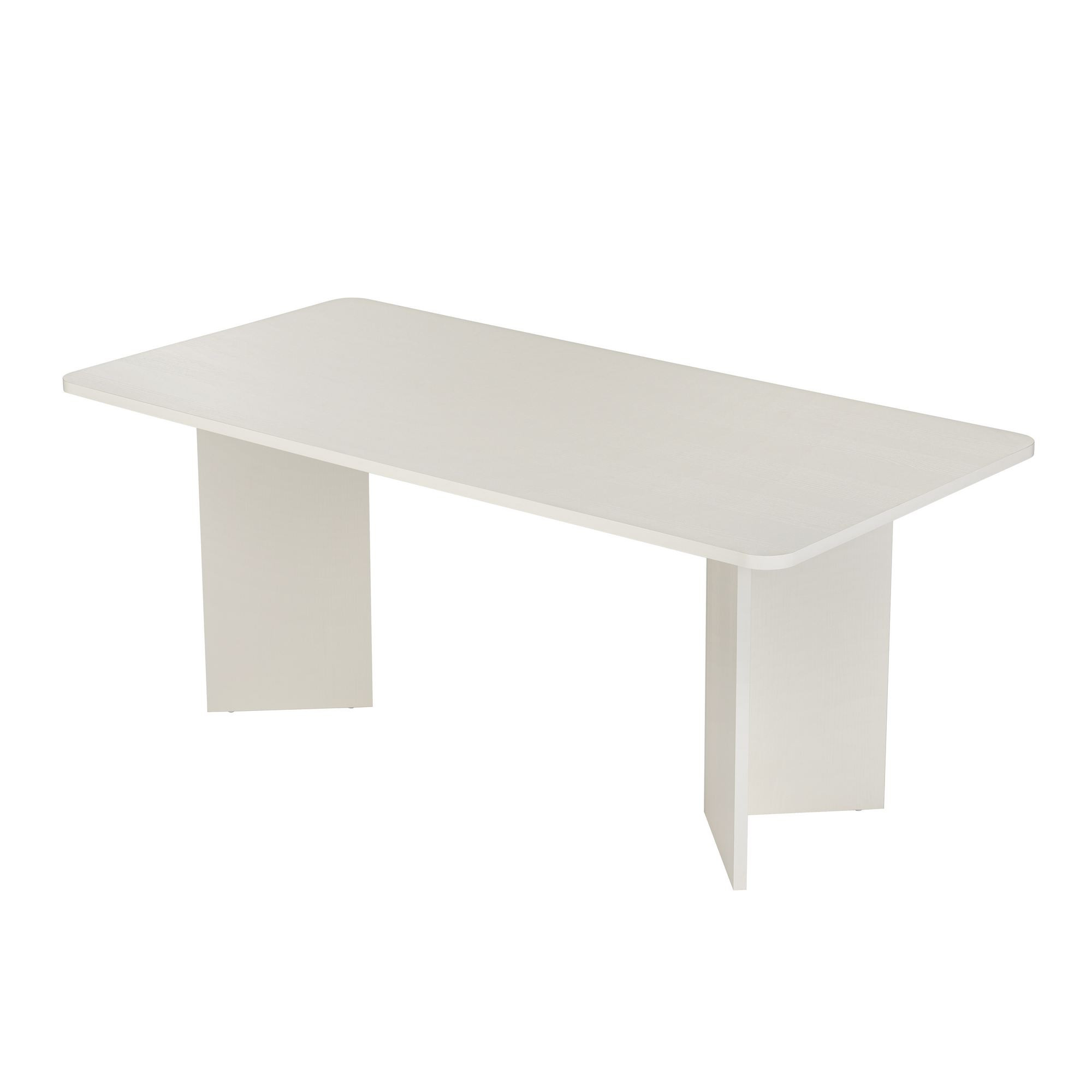 Habitat y Jardin - Mesa de comedor de madera "Linza" 180 x 90 x 75 cm - Madera blanca