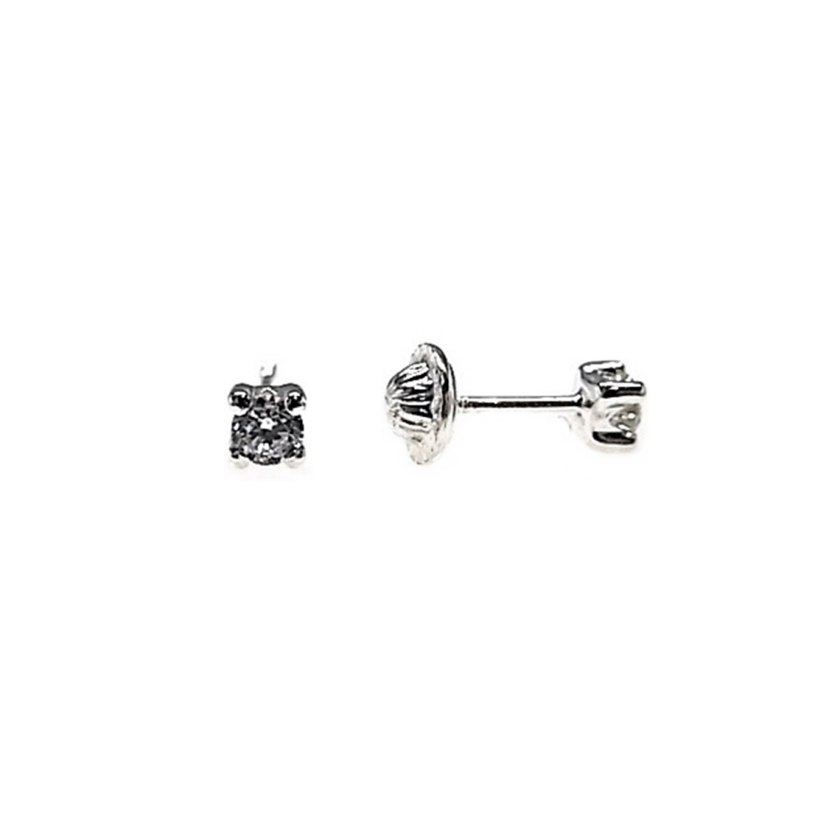 Pendientes plata Ley 925m infantil 4mm. circonita garra