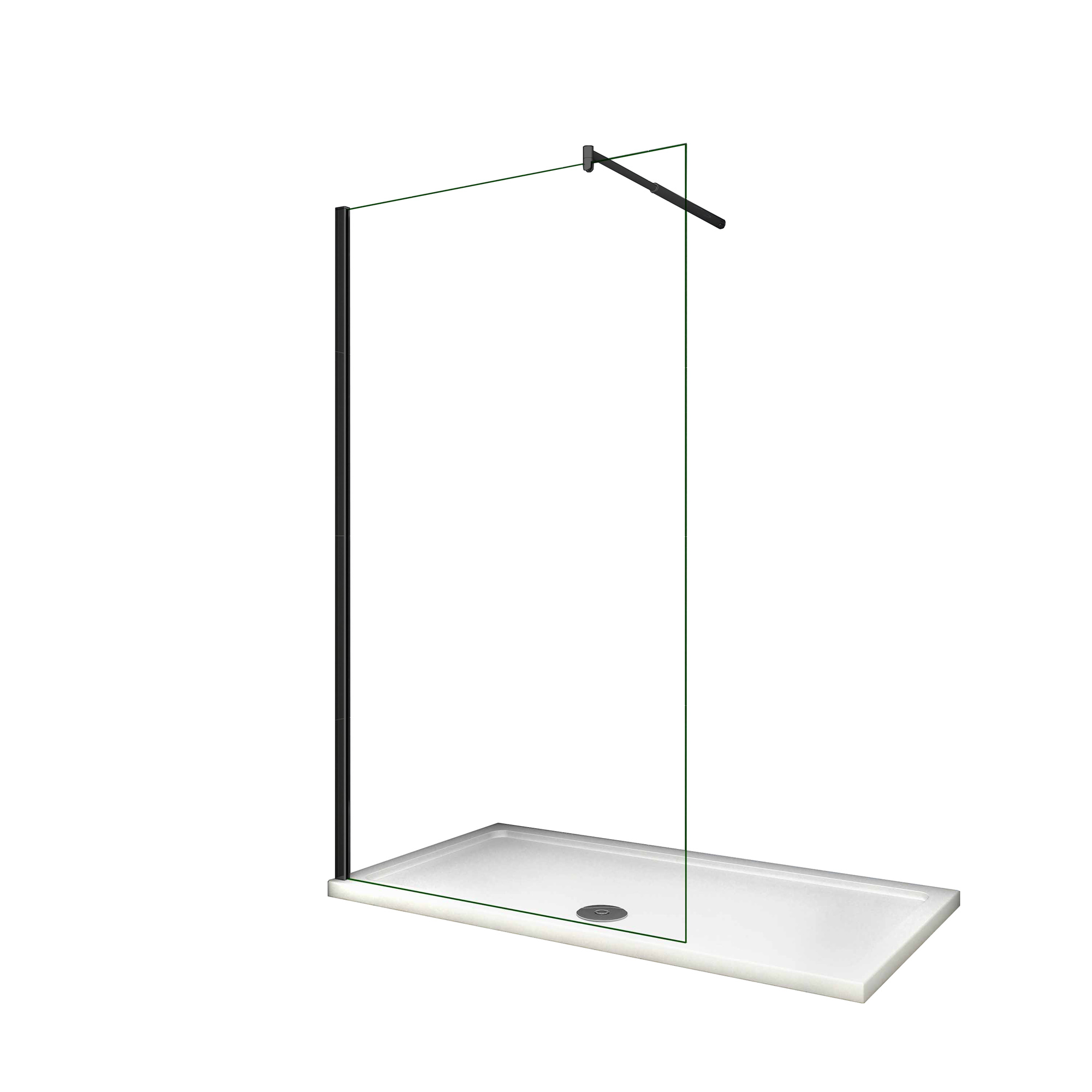 Walkin,Panel de ducha,Vidrio Antical 8mm,Barra ajustable 70-120cm,Perfil Negro Mate,(48-50)x200cm