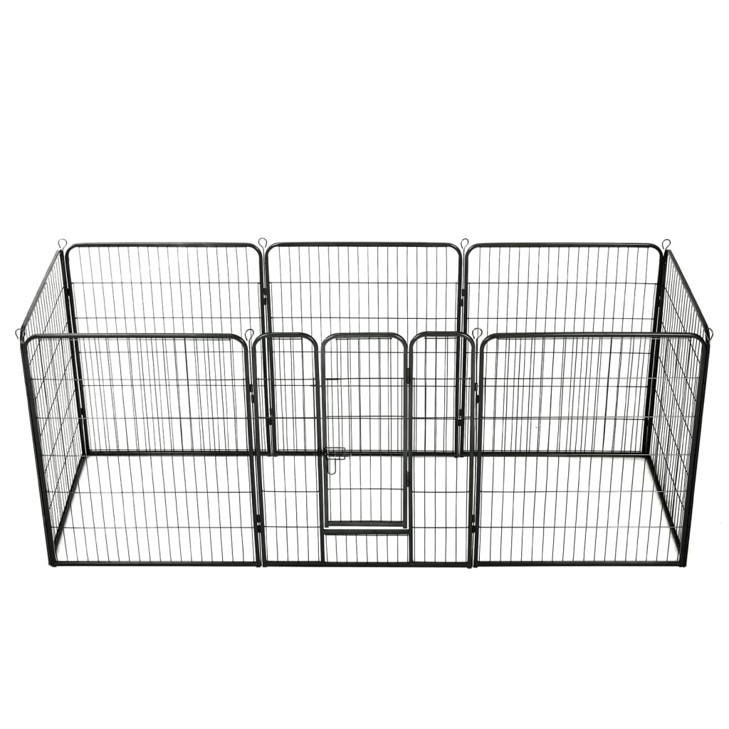 vidaXL Corral para Perros 8 Paneles de Acero Negro Accesorios Mascotas Dimensiones 60 x 80 cm, 80 x 80 cm, 80 x 100 cm