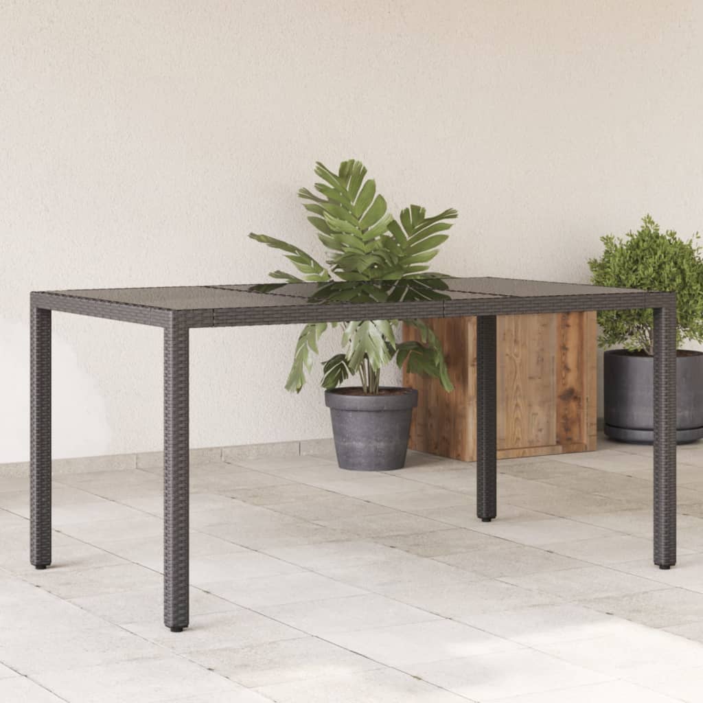 vidaXL Mesa de jardín superficie madera acacia ratán 150x90x75cm en color Negro/Beige/Gris | estructura resistente ideal para salón dormitorio o estudio
