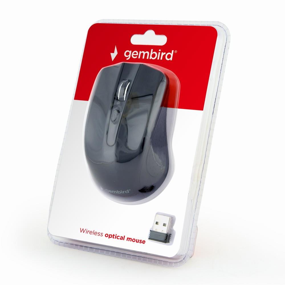 Gembird MUSW-4B-04 Wireless Mouse, Ambidextrous Optical 1600 DPI, Black, 4 Buttons, USB Receiver, Ideal for Office Use, Supports Windows 10/8/7, 10m Wireless Range, Customizable Motion Resolution, 2 AAA Batteries Required.