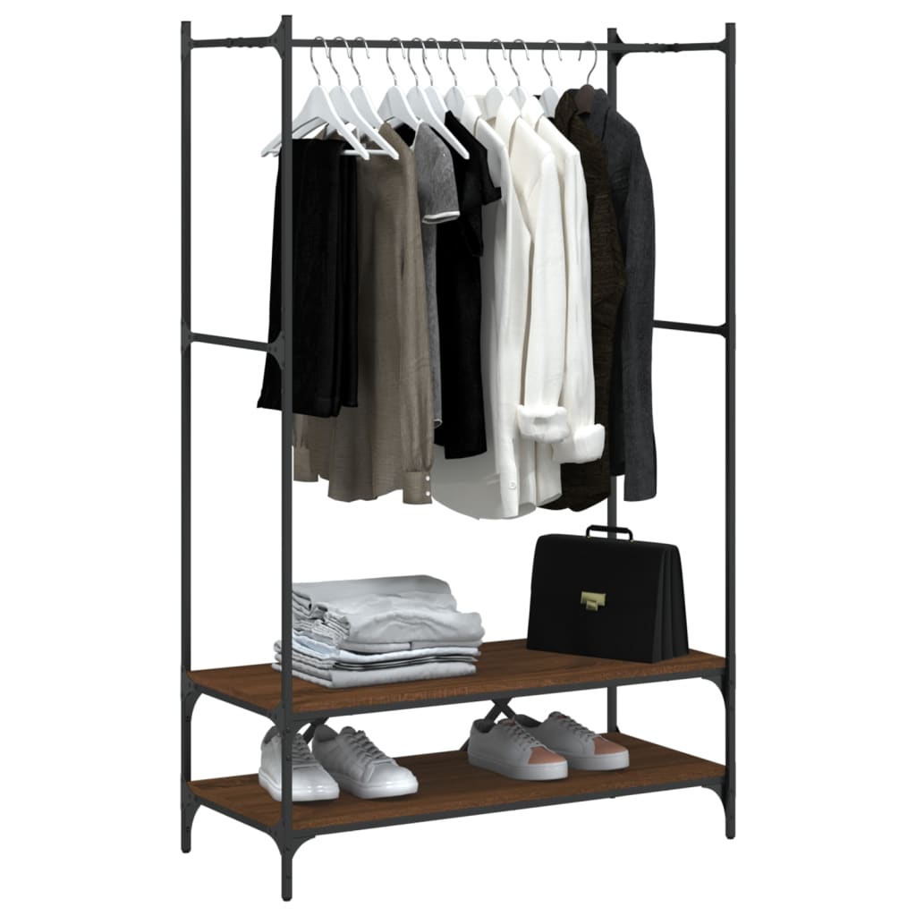 vidaXL Perchero con Estantes Soporte para Ropa Madera de Ingeniería Color Negro,  Marrón roble,  Roble Sonoma y mas