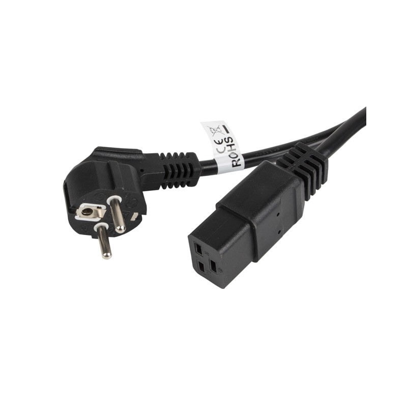 Lanberg - CA-C19C-10CC-0018-BK cable de transmisión Negro 1,8 m CEE7/7 C19 acoplador CA-C19C-10CC-0018-BK