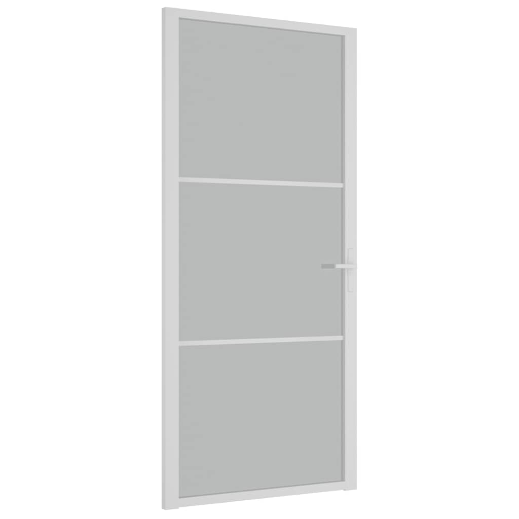 vidaXL Puerta interior de vidrio y aluminio blanco mate 93x201,5 cm