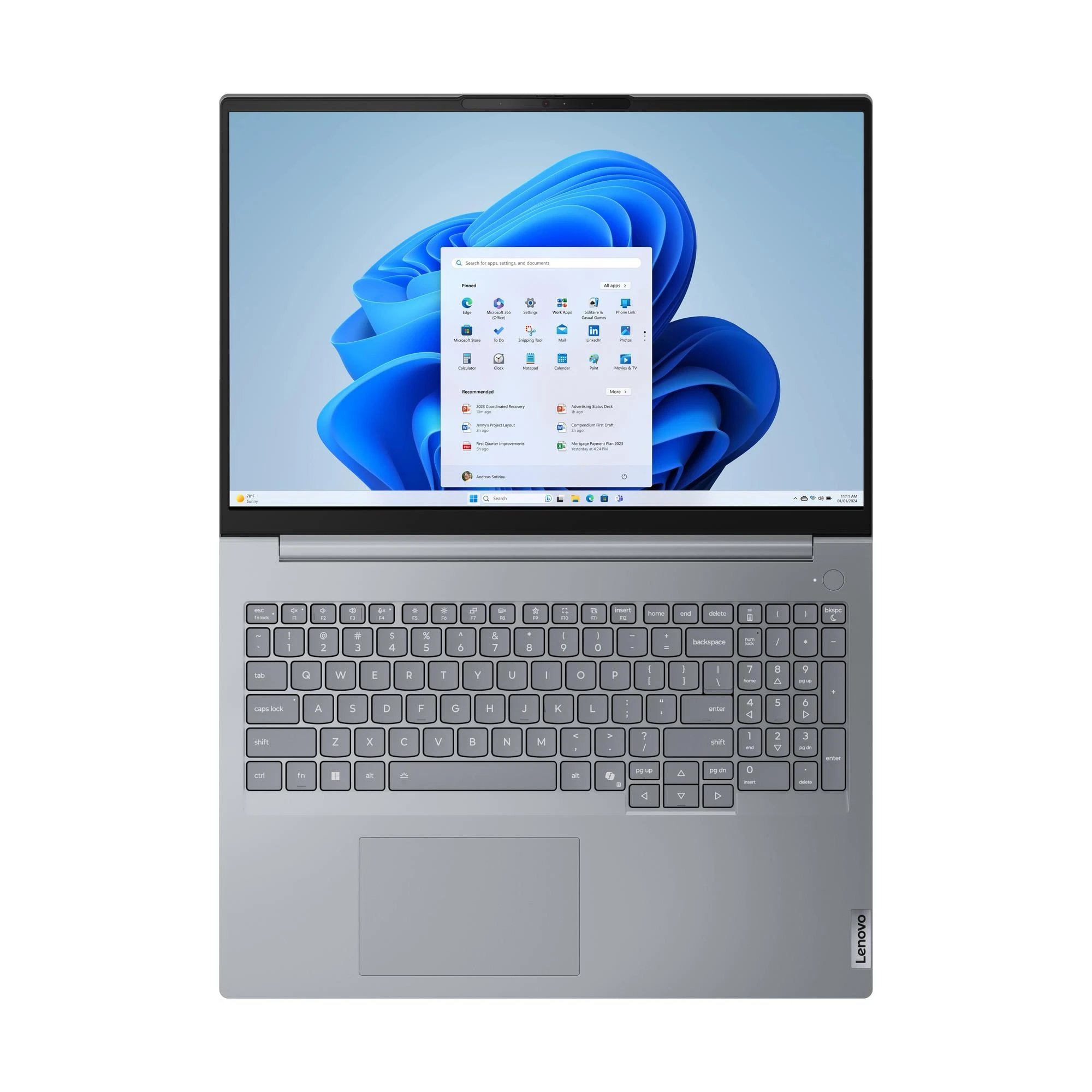Pc portátil Intel Core 7 240H 16" Windows 11 Pro Lenovo 21US000DSP Ram 16 GB Disco 512 GB  | SSD, Uso profesional, Seguridad confiable, Gris