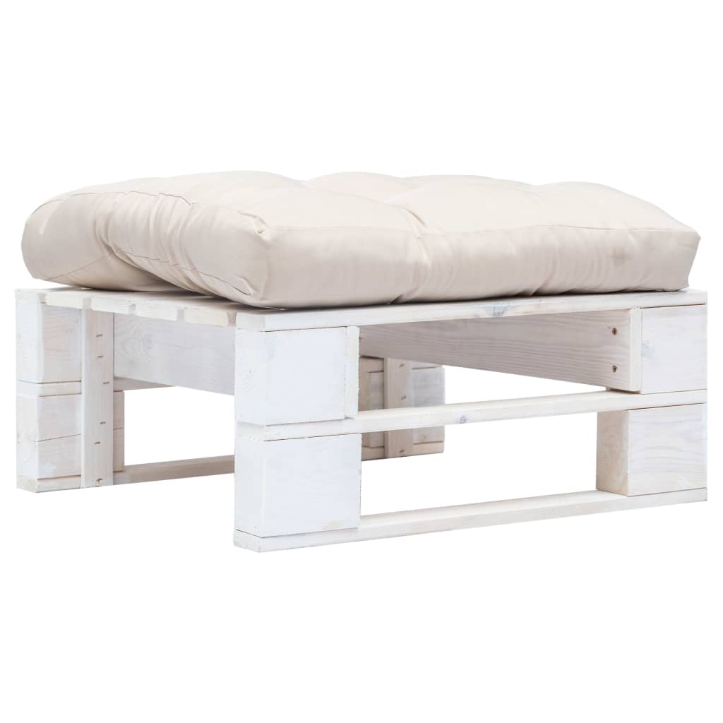 vidaXL Otomana de palés para jardín madera y cojín en color Gris/Blanco y gris/Natural y arena y más | acolchados duraderos para sofás de jardín terraza exterior