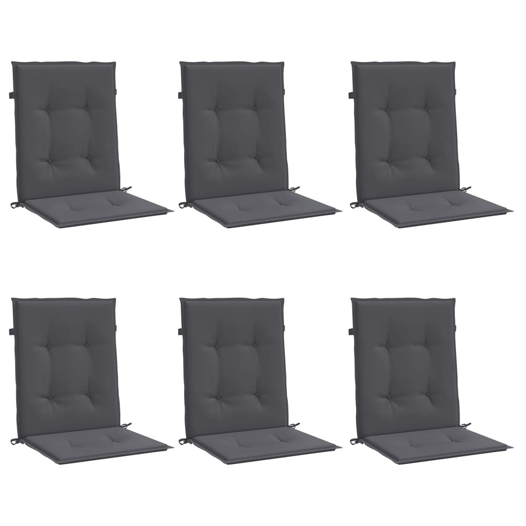 vidaXL Cojín silla jardín respaldo bajo 6 uds tela Oxford antracita